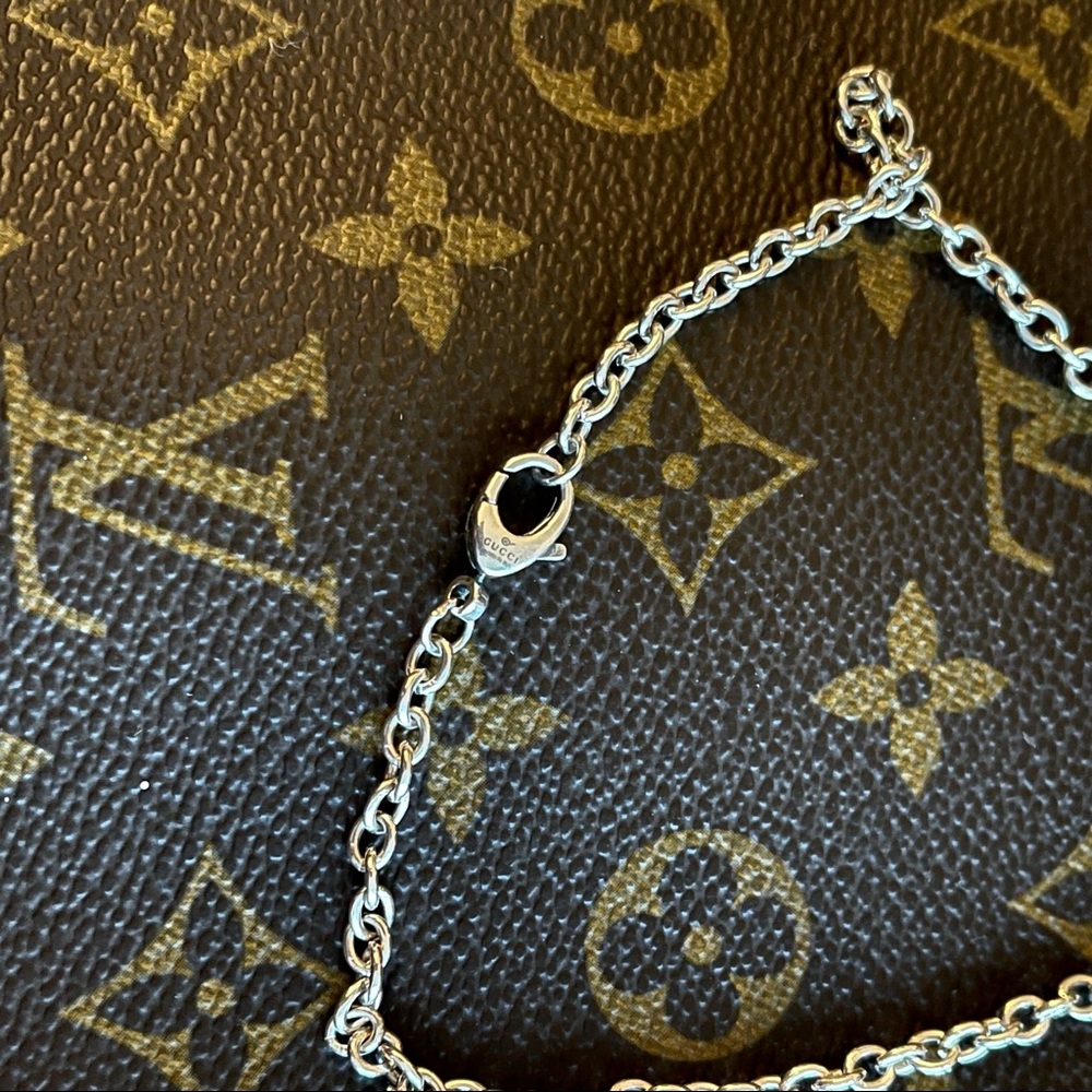 Gucci 925 Sterling Silver “GG” Logo Pendant Interlocking Chain Necklace - Picture 8 of 12